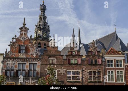 Historic buildings in the city centre with ornate facades and a striking bell tower, nijmegen, waal, gelderland, netherlands Stock Photo