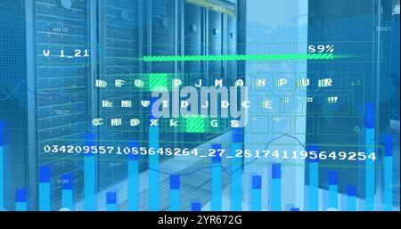 Image of data processing over computer servers Stock Photo