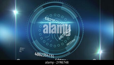 Image of biometric fingerprint scanner over processing data Stock Photo