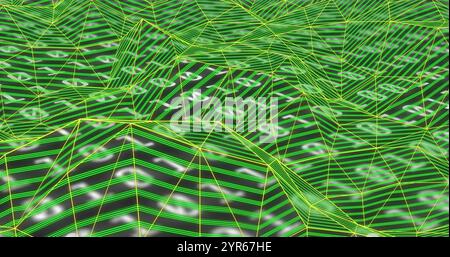 Image of green shapes over binary coding Stock Photo