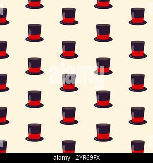 Top hat pattern. Vector flat illustration. Stock Vector