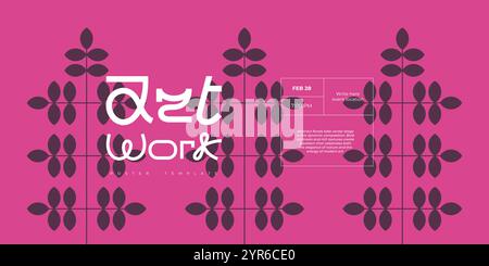 Minimalist geometric plant template with sleek shapes and trendy colors. Bold typography enhances the contemporary art style, making it ideal for creative and modern designs Stock Vector