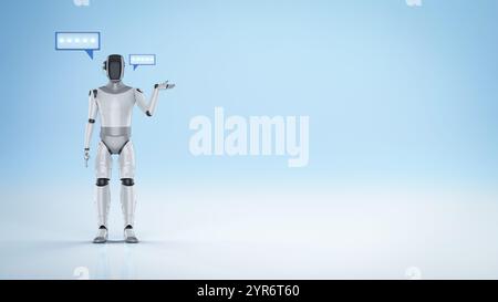 3d rendering ai chatbot or personal assistant robot chat with speech bubble Stock Photo