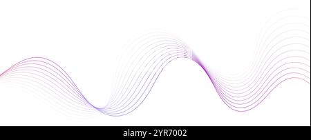 Abstract wave lines background, graphic thin curves design element, flow backdrop. Stock Vector