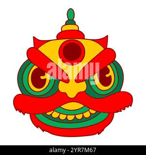 Chinese lion dance head, China Lunar New Year dragon mask. Traditional ...