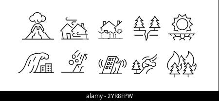 Disasters icons set Stock Vector