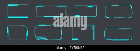 Futuristic HUD frames, borders text box game menu ui panel. Line tech line bar. Screen elements Sci Fi for Gaming UX UI. Vector illustration Stock Vector
