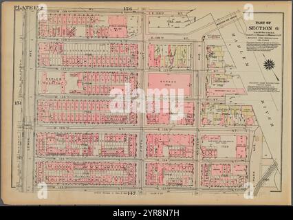 Bounded by W. 139th Street, E. 139th Street, Harlem River, Madison Avenue, E. 135th Street, Park Avenue, E. 133rd Street, W. 133rd Street and Lenox Avenue, Plate 152, Part of Section 6 1925 Stock Photo