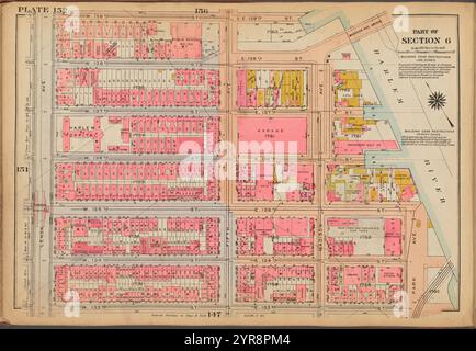 Plate 152: [Bounded by W. 139th Street, E. 139th Street, Harlem River, Park Avenue, E. 133rd Street, W. 133rd Street and Lenox Avenue] 1921 - 1923 Stock Photo