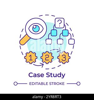 Case study multi color concept icon Stock Vector