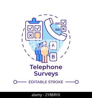 Telephone surveys multi color concept icon Stock Vector