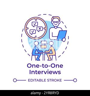 One-to-one interviews multi color concept icon Stock Vector