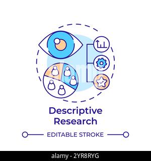 Descriptive research multi color concept icon Stock Vector