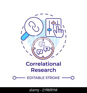 Correlational research multi color concept icon Stock Vector