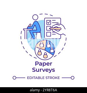 Paper surveys multi color concept icon Stock Vector