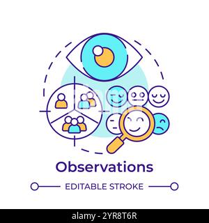 Observations multi color concept icon Stock Vector