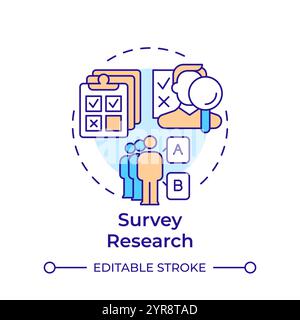 Survey research multi color concept icon Stock Vector