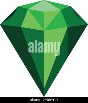 Green faceted gemstone diamond luxury jewel illustration Stock Vector