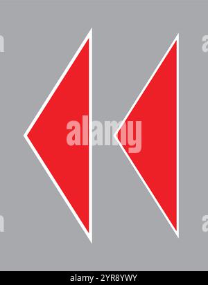 Red double back arrow icon navigation rewind symbol Stock Vector