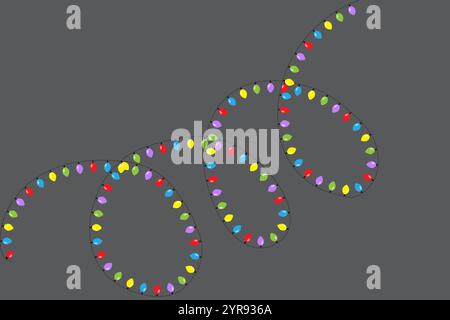 Garlands on a dark background. Multicolored lights. Ornate shape. Vector symbol. Stock Vector