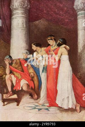 Illustration by J.H.F. Bacon, (1865-1914) for the William Shakespeare play Antony and Cleopatra. Antony. 'I have offended reputation, a most unnoble swerving.' Act III. Scene IX. From The Kingsway Shakespeare, published 1932 Stock Photo