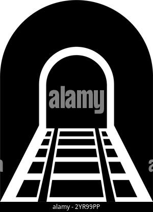 Minimalist vector icon of a railway tunnel. Perfect for transportation and infrastructure themes. Stock Vector