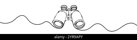 Minimalist vector illustration depicting a pair of binoculars, drawn with a single unbroken line Stock Vector