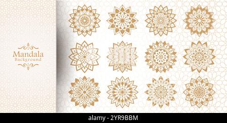 Luxury mandala background with golden arabesque pattern Arabic Islamic style Stock Vector