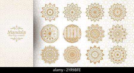 Luxury mandala background with golden arabesque pattern Arabic Islamic style Stock Vector
