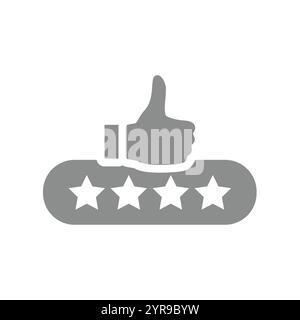 Star rating with thumb up vector icon. Customer satisfaction, ranking and voting bar. Stock Vector