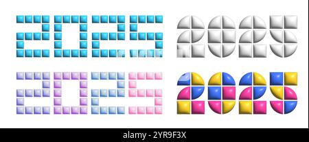3d retro 2025 number design Stock Vector
