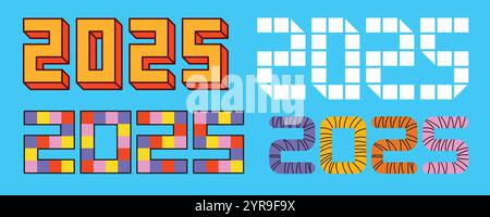 Unique retro 2025 number design Stock Vector