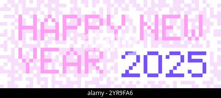 2025 pixel art banner for New Year Stock Vector