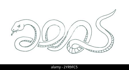 Happy chinese New Year 2025. Year of snake holiday banner with number. Stock Vector