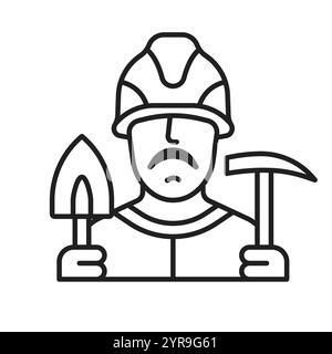 Constructor Builder Man Line Art Icon Stock Vector