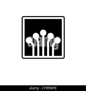 Circuit Board Technology, Electronic Tracks Solid Flat Vector Icon Isolated on White Background. Stock Vector