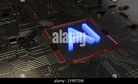 AI (Artificial Intelligence) technology,CPU Concept with Circuit Board Stock Photo