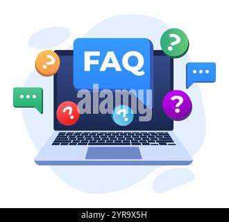 Frequently asked questions concept flat illustration vector template, Questions of answers, FAQ, Q&A Stock Vector