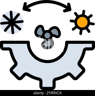 HVAC logo is heating, ventilation and air conditioning company or business. Hvac system color icon. Simple concept for your logo web mobile app UI des Stock Vector