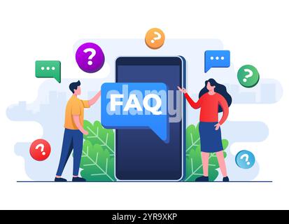People having questions, Frequently asked questions concept flat illustration vector template, FAQ concept for landing page, mobile app, web banner, i Stock Vector