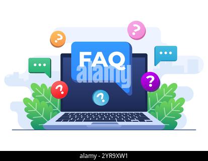 Frequently asked questions concept flat illustration vector template, Questions of answers, FAQ, Q&A Stock Vector