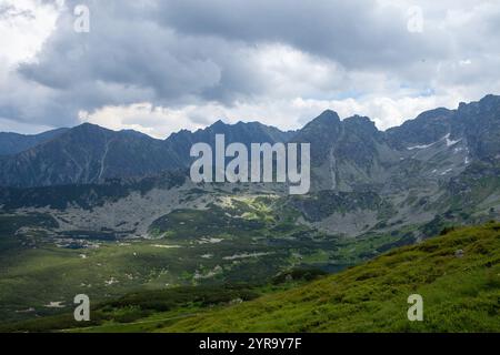 Dramatic Mountain Range under Cloudy Sky Stock Photo