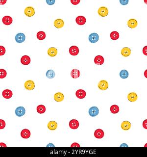 Colorful buttons on white background. Basic seamless pattern. Stock Vector
