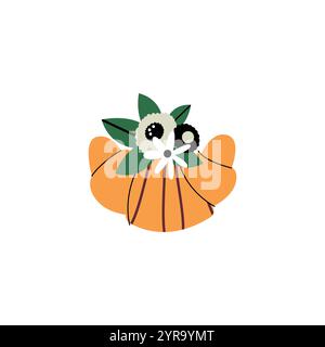 Croissant with flowers. Vector illustration. Isolated element on white background. Stock Vector