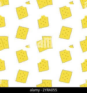 Seamless pattern with crackers. Cookies on white background. Healthy snack. Stock Vector