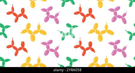 Color balloon dogs on a white background. Horizontal seamless pattern. Stock Vector