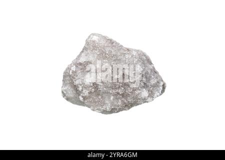 Closeup Gypsum ore on white background, Gypsum used in construction as a building material, wallboard and plaster products (selective focus) Stock Photo