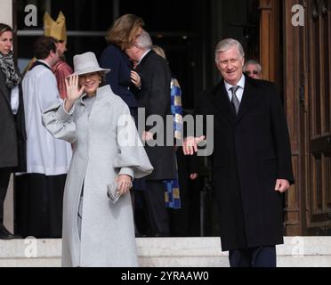 Belgium: mass commemorating deceased members of the Belgian royal family at the Church of Our Lady of Laeken. Queen Mathilde and King Philippe of Belg Stock Photo