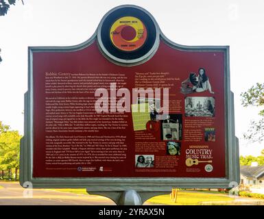 Bobbie Gentry information plaque on the Mississippi country music trail Stock Photo