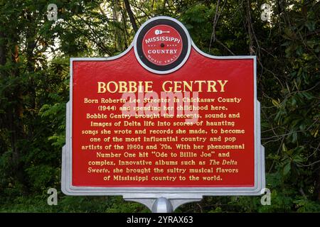 Bobbie Gentry information plaque on the Mississippi country music trail Stock Photo